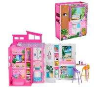 Maison de vacances - Barbie - Coffret avec poupée - 4 zones de jeu - Rose - 3 ans et plus