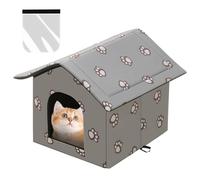 Maison d'extérieur pour Chat résistante à l'hiver : Niche Pliable avec Rideau Transparent Amovible, Maison Chaude et imperméable pour Chat, Niche pour Chien, 45 x 43 x 40 cm