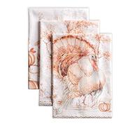 Maison d'Hermine - Ensemble de 3 torchons de cuisine 100 % coton, 70 x 50 cm, réutilisables, absorbants avec boucle de suspension pour la cuisine, la salle à manger, décorations de Noël (Donner la
