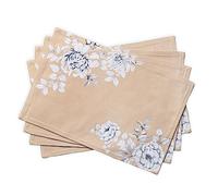 Maison d'Hermine Ensemble de 4 sets de table 100 % coton, napperons lavables en tissu, napperons réutilisables pour décorations de Thanksgiving Noël, cuisine, salle à manger, fête, mariage (Joli