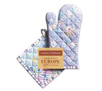 Maison d'Hermine - Ensemble manique et Gant de Cuisine 100% Coton (19 x 33 cm et 20 x 20 cm) - Gants résistants à la Chaleur pour Manipuler Les Plats Chauds Cadeau Saint Décorations de Pâques