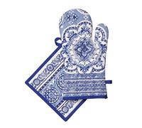 Maison d'Hermine - Ensemble manique et Gant de Cuisine 100% Coton (19 x 33 cm et 20 x 20 cm) - Gants résistants à la Chaleur pour Manipuler Les Plats Chauds Cadeau Saint Valentin Femme