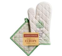 Maison d'Hermine - Ensemble manique et Gant de Cuisine 100% Coton (19 x 33 cm et 20 x 20 cm) - Gants résistants à la Chaleur pour Manipuler Les Plats Chauds Cadeau Saint Décorations de Pâques