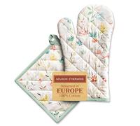 Maison d'Hermine - Ensemble manique et Gant de Cuisine 100% Coton (19 x 33 cm et 20 x 20 cm) - Gants résistants à la Chaleur pour Manipuler Les Plats Chauds Cadeau Saint Valentin pour Homme