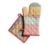 Maison d'Hermine - Ensemble manique et Gant de Cuisine 100% Coton (19 x 33 cm et 20 x 20 cm) - Gants résistants à la Chaleur pour Manipuler Les Plats Chauds Cadeau Saint Décorations de Pâques