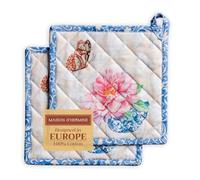 Maison d'Hermine Lot de 2 maniques 100% Coton résistant à la Chaleur, 20 cm x 20 cm, avec Boucle, pour Manipuler Les Plats Chauds et Cuisiner Cadeau Saint Valentin Femme