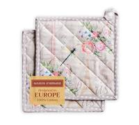 Maison d'Hermine Lot de 2 maniques 100% Coton résistant à la Chaleur, 20 cm x 20 cm, avec Boucle, pour Manipuler Les Plats Chauds et Cuisiner Cadeau Saint Valentin Femme