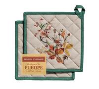 Maison d'Hermine - Lot de 2 maniques 100 % coton résistant à la chaleur - Avec nœud - Pour pâtisserie, barbecue, micro-ondes, manipulation des poêles chaudes, Recolte, Thanksgiving, Noël - 20 x 20 cm