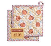 Maison d'Hermine Lot de 2 maniques 100 % coton résistantes à la chaleur avec nœud pour pâtisserie, barbecue, manipulation de poêles chaudes, festival Harvest Thanksgiving/Noël, 20 x 20 cm