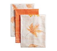 Maison d'Hermine Lot de 3 serviettes de cuisine 100 % coton - 70 x 50 cm - Réutilisables - En tissu absorbant - Avec boucle de suspension - Décoration de Noël pour la cuisine - Couleurs d'automne