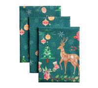 Maison d'Hermine Lot de 3 torchons de cuisine 100% coton 70 x 50 cm Torchons réutilisables en tissu absorbants avec boucle de suspension Cuisine Décoration de Noël (Hygge Christmas)