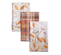 Maison d'Hermine Lot de 3 torchons de cuisine 100 % coton, réutilisables, absorbants avec boucle de suspension pour cuisine, maison, salle à manger, cocktails, fêtes (69,8 x 50,8 cm, feuilles de chêne