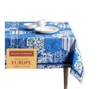 Maison d'Hermine Nappe rectangulaire 100% Coton 180 cm x 140 cm, Réutilisable, idéal au Quotidien, pour Les Repas, Les fêtes et la Cuisine Printemps/été (Summer Blues)