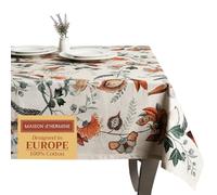 Maison d'Hermine Nappe rectangulaire 100% Coton 180 cm x 140 cm, Réutilisable, idéal au Quotidien, pour Les Repas, Les fêtes et la Cuisine Printemps/été (Dalida)