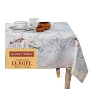 Maison d'Hermine Nappe rectangulaire 100% Coton 220 cm x 160 cm, Réutilisable, idéal au Quotidien, pour Les Repas, Les fêtes et la Cuisine Printemps/été (Meadow Florals - Beige)