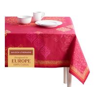 Maison d'Hermine - Nappe rectangulaire 100 % coton 230 cm x 140 cm réutilisable pour un usage quotidien, pour décorations de Noël, salle à manger, maison de ferme, fête, fête (Versailles)