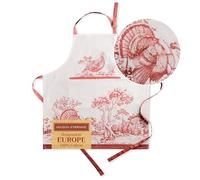 Maison d'Hermine Tablier 100 % coton avec col réglable et poche centrale cachée | Thanksgiving/Noël, 70 cm x 85 cm