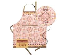 Maison d'Hermine Tablier 100 % coton avec col réglable et poche centrale cachée | Thanksgiving/Noël, Damas, 70 cm x 85 cm