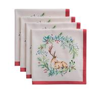 Maison d'Hermione Holly Time Lot de 4 serviettes de table, 100 % coton, douces et confortables, parfaites pour les dîners de famille, mariages, cocktails, cuisine, maison, Noël, 45x45 cm