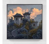 Maison Diamond Painting Adulte, 5D Diamond Painting Paysage Peinture Diamant Adulte Enfant Bricolage Cristal Strass Point de Croix Broderie Diamant Kit Complet Pour Décoration Murale 45x45cm hb9-27a