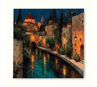 Maison Diamond Painting Adulte, Diamond Painting Vue nocturne Broderie Diamant Kit Complet, 5D Cristal Strass Point de Croix Artisanat Peinture Diamant, Tableau Decoration Murale 100x100cm vb5-j26