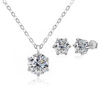 Maison Dianie Bijoux Parures Collier et Boucles d'Oreilles en Argent 925 Moissanite 6 Griffes Diamant 0.5ct Ensemble de parure Luxe cadeau pour Femme Mariage Fête de mères