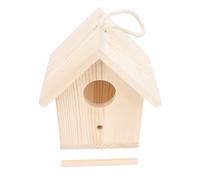 Maison d'oiseau en Bois avec fenêtre Acrylique Transparente améliorée expansée extérieure Gueule de Bain pour Jardin rondins en Bois Massif coloré 14,7x13x15.8 cm
