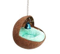 Maison d'oiseaux en coquille de coco naturelle avec coussin chaud, lit gigogne confortable pour perroquet, perruche, cacatoès, conure, canari, pinson, colombe, souris, gerbille, souris, jouet