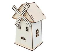 Maison du moulin solaire - Assemblage solaire créatif, kit de modèle artisanal de sciences éducatives, ornement de cabine en bois brut | Décorations de table, jouets éducatifs pour
