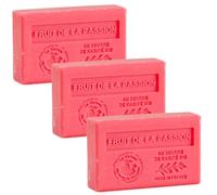 Maison du Savon de Marseille - Savon français au beurre de karité bio - Hydratant pour les peaux douces - Parfum fruit de la passion - Barres de 125 g - Lot de 3