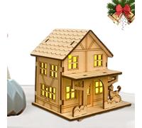 Maison du Village de Noël | Modèle éclairé de Chalet Rustique | Décoration de Bureau Artisanale DIY, Figurines de Collection de Cabine en Bois, décorations de noël, Cadeaux de fête
