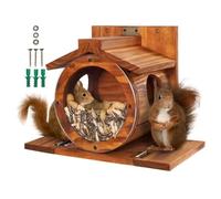 Maison en bois - 1 unité d'alimentation pour écureuils, boîte alimentaire résistante aux intempéries, trous d'aération, station de noix, support pour épis de maïs | Fourniture de jardin à haute résist