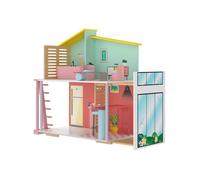 Maison en bois avec équipement et terrasse mobile - 59x66x30 cm