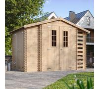 Maison en bois Maison de jardin avec abri pour bois de chauffage TIMBELA M389C - 3,53 + 0,97 + 0,97 m2