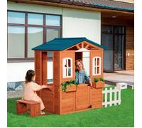 Maison en bois pour enfants - Brooklyn Gris - Boîte aux lettres et banc - Certifié FSC