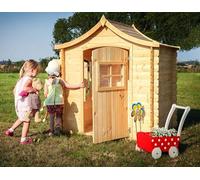 Cabane Enfant Exterieur 1.1m2 - Maison Enfant Exterieur sans Plancher - Cabane de Jardin pour Enfant 112x146xH152cm - Cabane Bois Enfant Timbela M550-1