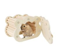 Maison en bois pour hamster - 15,5 x 11 x 10,5 cm cachette pour rongeurs en bois de pin | Cachette sûre pour hamsters gerbilles souris matériaux naturels cages accessoires maisons