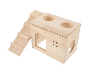 Maison en Bois pour Hamster, Cachette et Nid de Repos | Beige, Décoratif à Peindre Soi-même, Stickers Inclus, pour Jeu et Repos des Petits Animaux