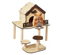 Maison en Bois pour Hamster | Cage pour Hamster en Bois Décoration Paysagère - Accessoires De Cage pour Exploration Nid De Sommeil Jeu Nourrissage Petits Animaux