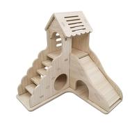 Maison en bois pour petits animaux - Abri en bois multifonctionnel avec escaliers et toboggans, jolies décorations de refuge | Recommandé pour les espaces de jeu et de repos pour hamsters dorés