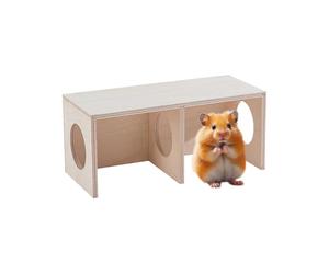 Maison en bois pour petits animaux - Habitat pour hamsters à 2 niveaux avec labyrinthe d'activité, construction écologique à l'épreuve de mastication, espace pour exercices et repos pour rongeurs |