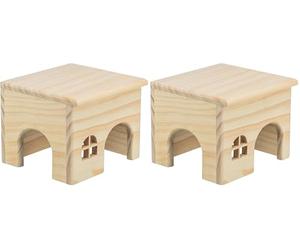 Maison en Bois pour Petits Animaux TRIXIE - pour Souris et Hamsters - sans Clous - entrées 6 x 6 cm - 15 x 12 x 15 cm - 61261 (Lot de 2)