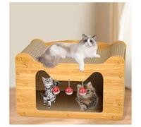 Maison en Carton MêMe Un Griffoir Est Un Nid De Chat, Griffoir Boule De Cloche Gratuite Lors De La Commande, Niche Chat Maison pour Chat Interieur