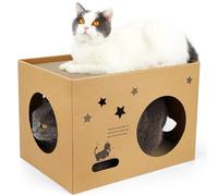 Maison en carton pour chat avec 2 grattoirs - Grand griffoir pour chat d'intérieur avec carton ondulé amovible - Étoile