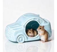 Maison en Céramique en Forme De Voiture, Cabane De Couchage Fraîche, Grotte Rafraîchissante for Petits Animaux Toutes Saisons for Hamster Nain, Gerbille, Petit Rongeur(Bleu)
