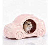 Maison en Céramique en Forme De Voiture, Cabane De Couchage Fraîche, Grotte Rafraîchissante for Petits Animaux Toutes Saisons for Hamster Nain, Gerbille, Petit Rongeur(Pink)