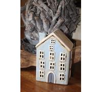Maison en céramique/photophore Blue Dream, H 18 cm, l 12 cm, P 8,5 cm, maison à éclairer