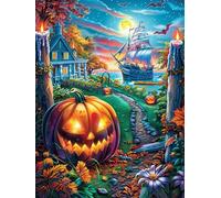 Maison en Citrouille dans Le Jardin d'halloween 500 Pièces Puzzle Expert Confirmé en Carton Rigide Haute Densité Très Difficile Motif Complexe Décoration Murale Cadeau Premium 500 PCS