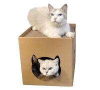 Maison en papier pour arbre à chat - Solution pour gratter et dormir avec trous de ventilation | verticale en carton ondulé qui ne perd pas de poils | Pour les chats et chatons