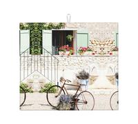 Maison en pierre avec tapis de cuisine absorbant l'eau de vélo, tapis de séchage rapide avec dos antidérapant, protecteur de comptoir en microfibre absorbante, 45,7 x 40,6 cm